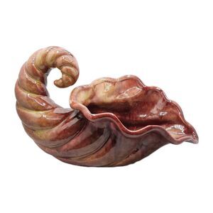 Vintage MCM Gonder Pottery 521 Cornucopia Mottled Mauve Ceramic Planter Vase